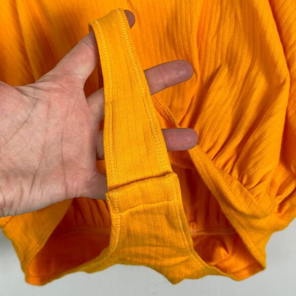 NWT Free People Marissa Bodysuit Tangerine Size XS Orange Square Neck Thong New - Picture 9 of 14